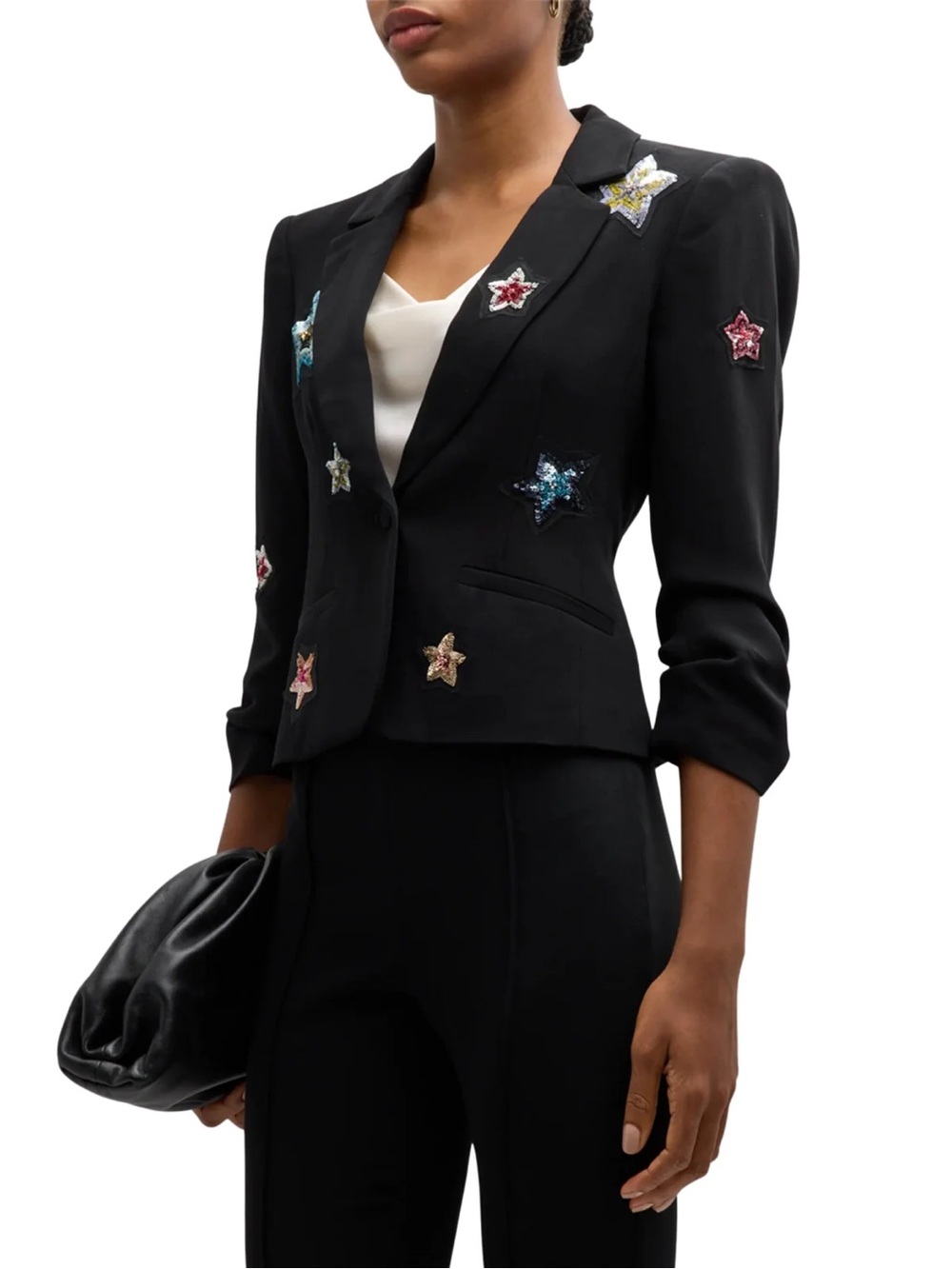 Cinq à Sept Le Petit Khloe Blazer Sz 0 Sequin Star Black Multi $695 Rare Luxury